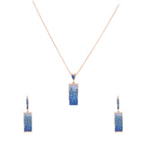 Rose Gold Square Shape Blue CZ Necklace